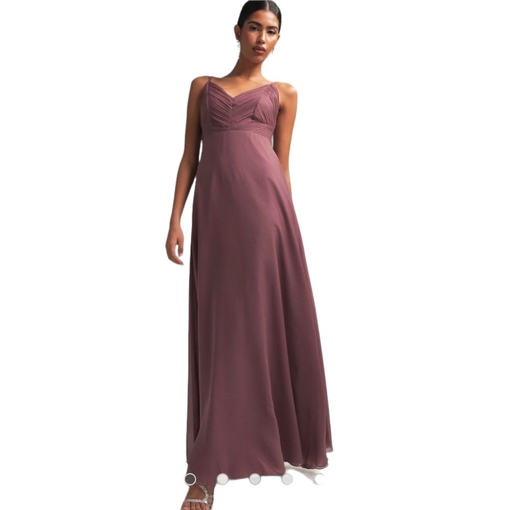 ASOS DESIGN Bridesmaid cami maxi dress ruched bodice  tie waist mauve Si…